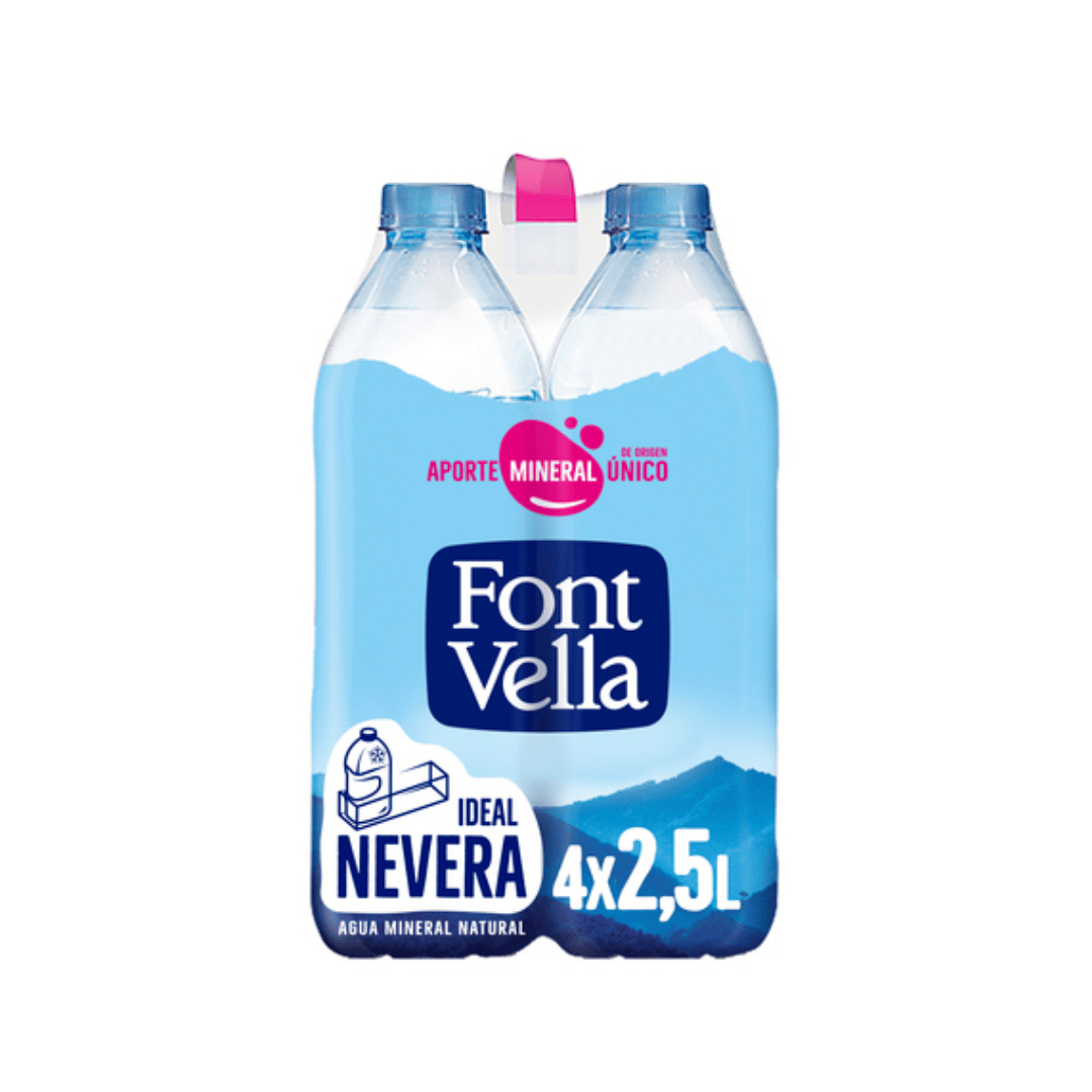 PACK DE 4 BOTELLA AGUA MINERAL 2.5L FONT VELLA