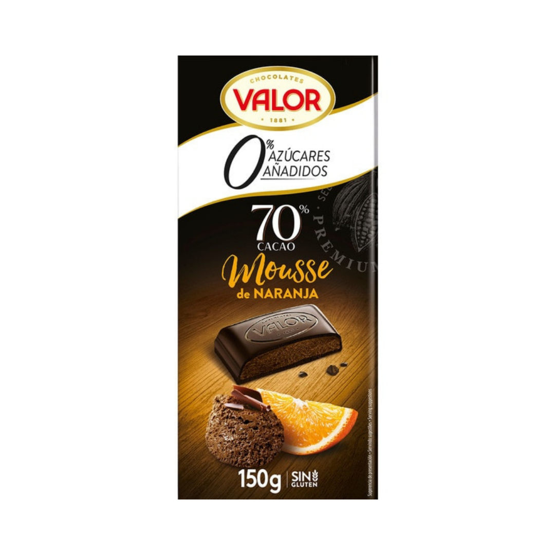 CHOCOLATE VALOR 70% CHOCOLATE NEGRO MOUSSE DE NARANJA 150G