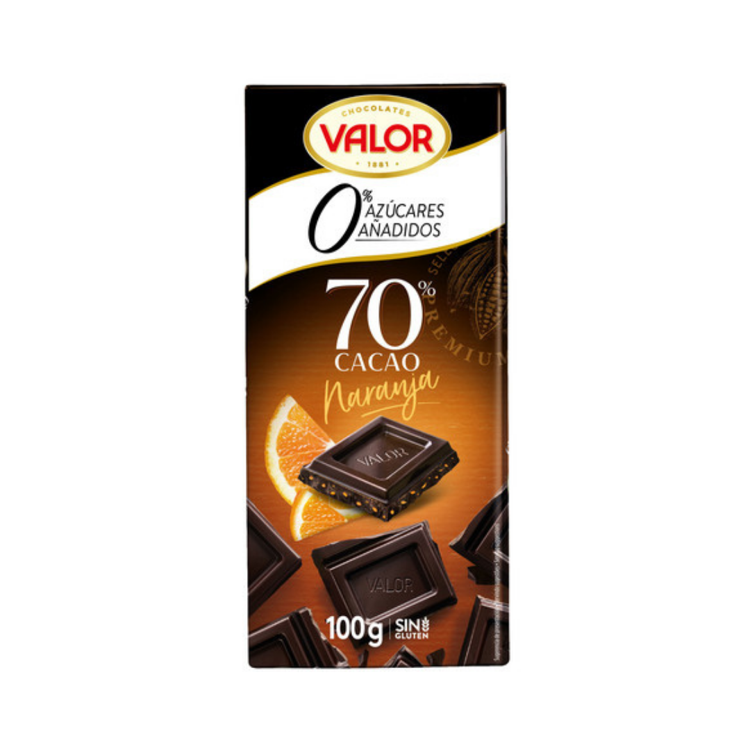 CHOCO.70%CON NARANJA S/AZUC.100G