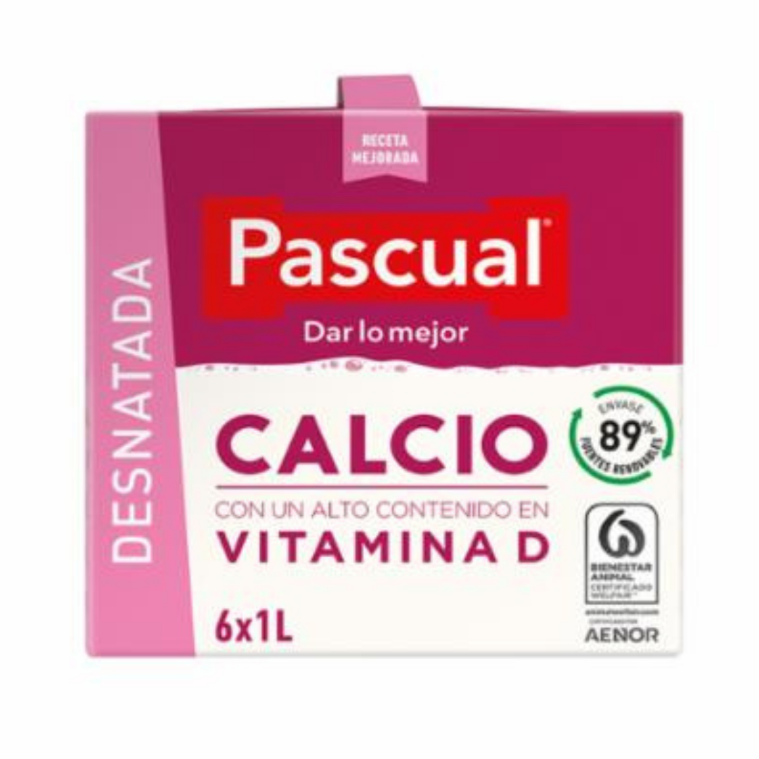 LECHE PASCUAL CALCIO DESNAT.1L PACK 6