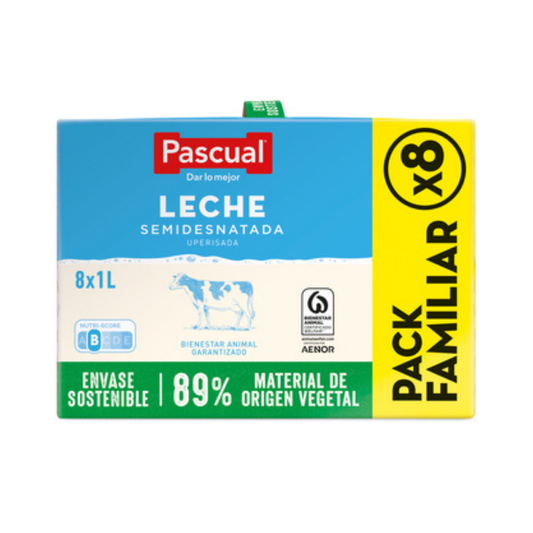 LECHE PASCUAL SEMIDESNATADA PACK FAMILIAR X8