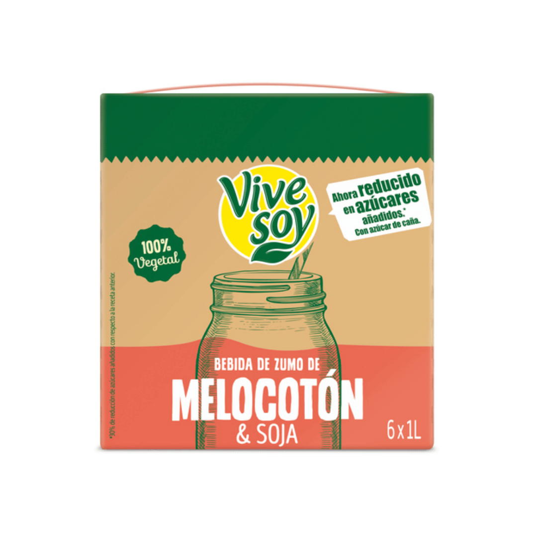 PACK VIVE SOY 6X1L SABOR MELOCOTON