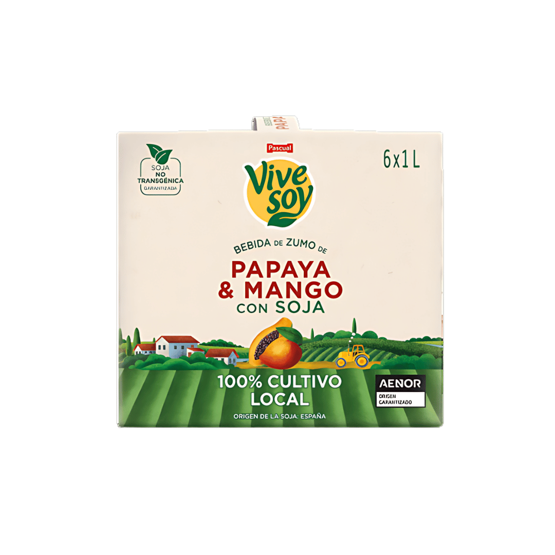 VIVE SOY PAPAYA-MANGO PACK 6X1L.