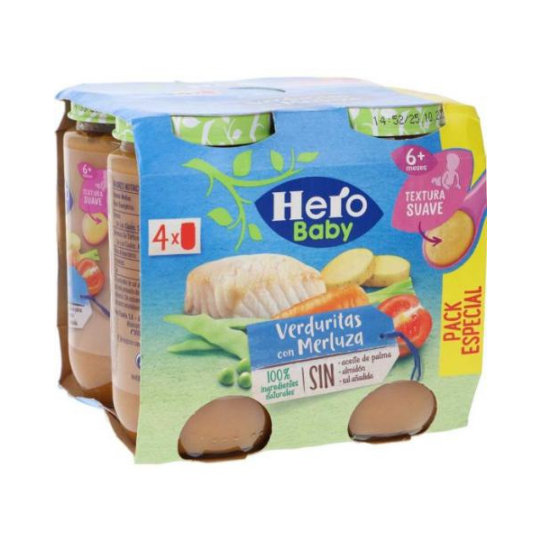 TARRINA HERO VERDURITAS Y MERLUZA 2X235G