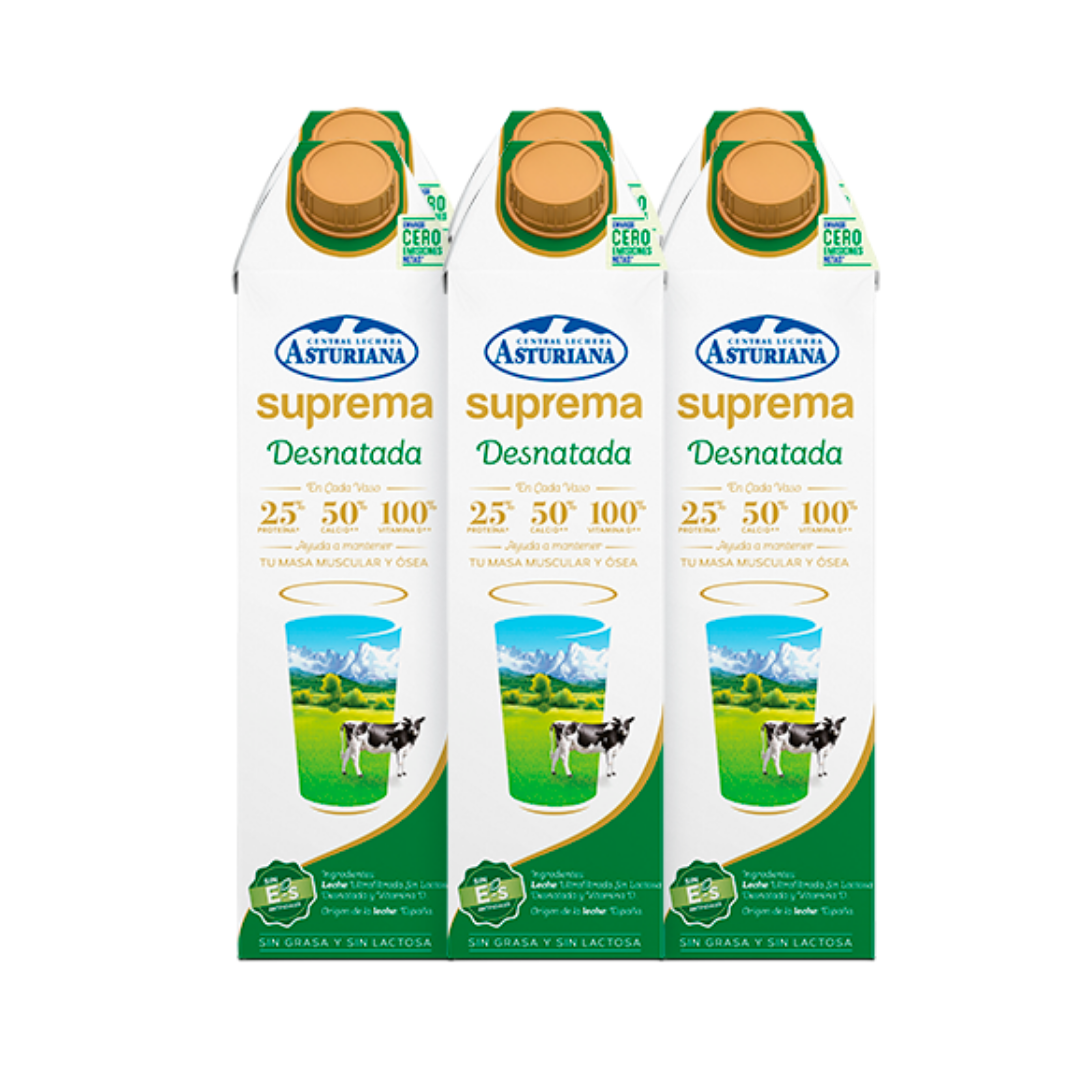 LECHE ASTURIANA SUPREMA 0 0% 1L PACK DE6