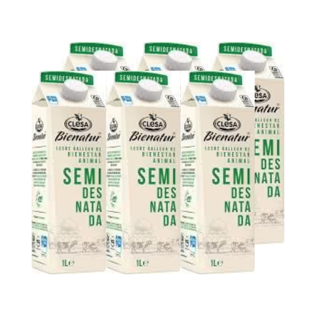 PACK LECHE SEMIDESNATADA CLESA 6X1L