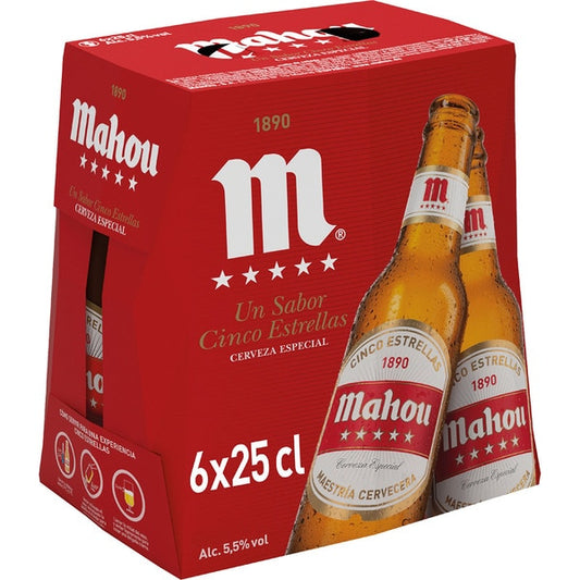 CERVEZA MAHOU 5* 25CL P-6 5.5%