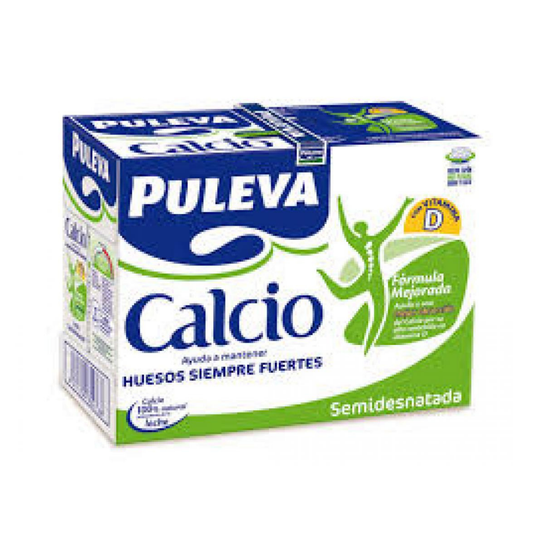 LECHE PULEVA CALCIO SEMI  BRICK 1L PACK DE 6