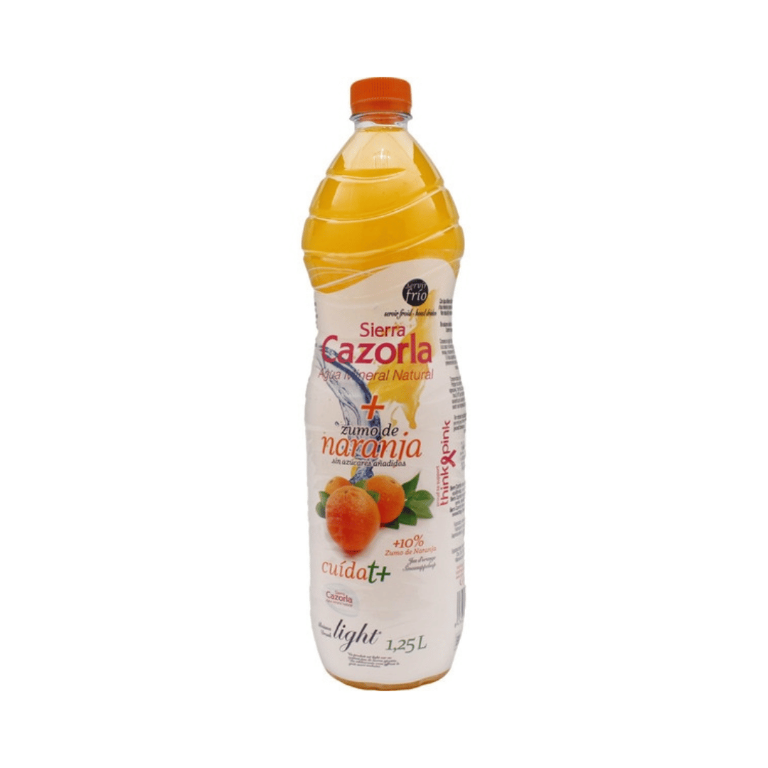 AGUA MINERAL CAZORLA + ZUMO DE NARANJA 1.25L